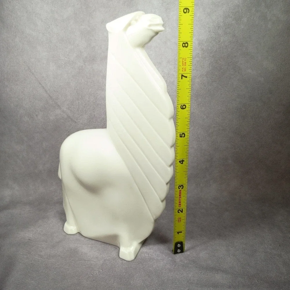 Vintage Lenox Art Deco Ivory Porcelain Llama Figurine Green Wreath Mark